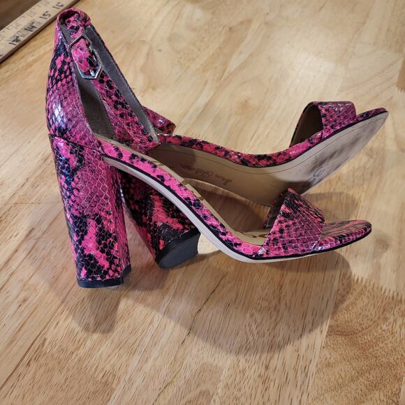 Sam Edelman YARO Pink Snake Block Heel Strappy Sling Back 4" Heel Size 8 - Picture 5 of 8